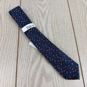 749 Bar III Men's Slim Tie Orange Neat Citrus 400 Blue $55 Polyester